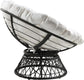 Wicker Papasan Chair with 360-Degree Swivel, Grey Frame with White Cushion