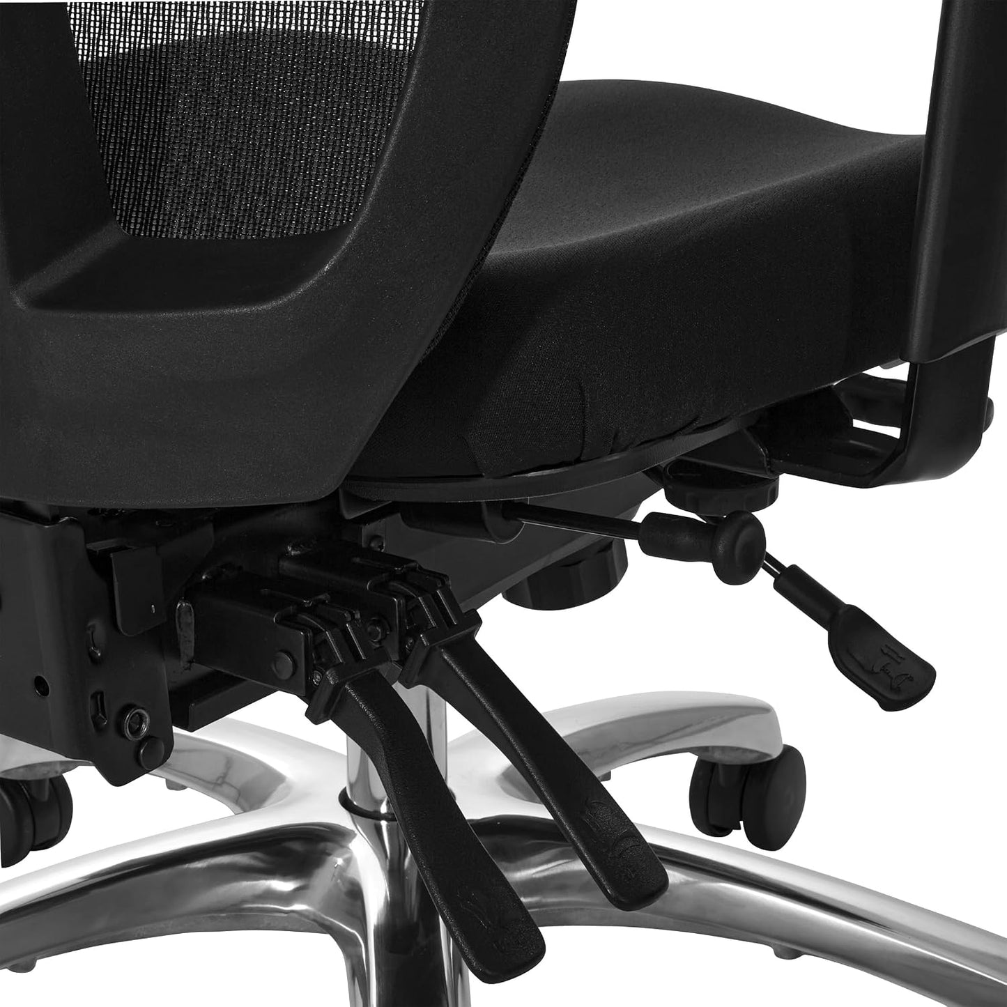 Office Star Products ProGrid High-Back Ergonomic Office Chair, Black Mesh back and Dillion Leather seat with 275 lb Weight Capacity