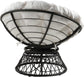 Wicker Papasan Chair with 360-Degree Swivel, Grey Frame with White Cushion