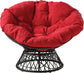 Papasan Chair with 360-Degree Swivel, Grey Frame with Red Cushion