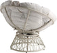 Papasan Chair with 360-Degree Swivel, White Frame with White Cushion