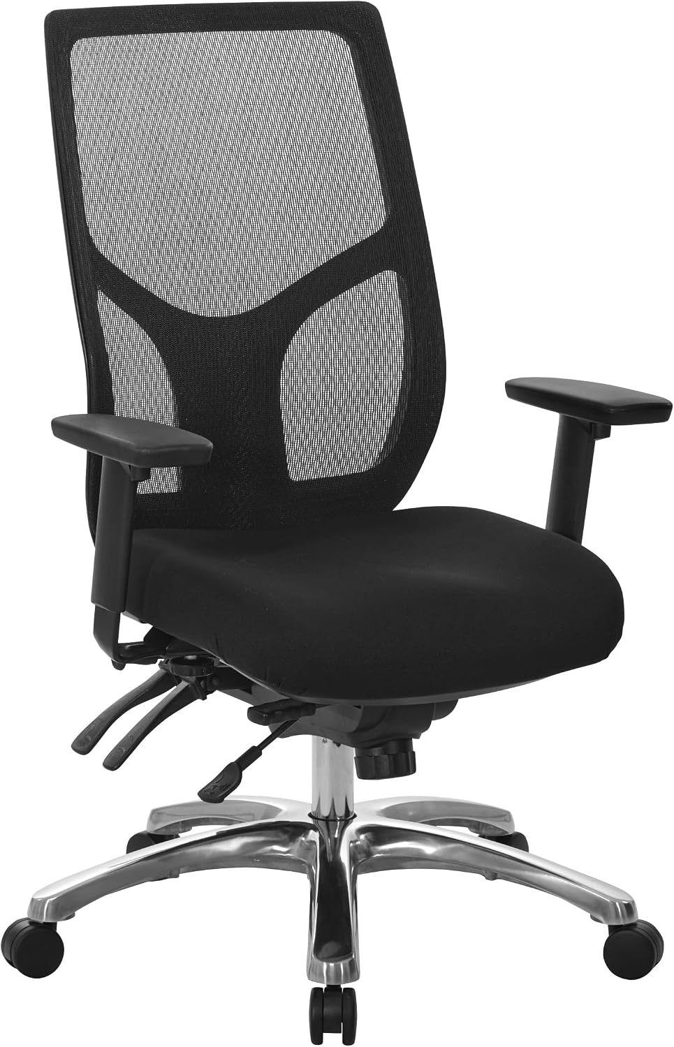 Office Star Products ProGrid High-Back Ergonomic Office Chair, Black Mesh back and Dillion Leather seat with 275 lb Weight Capacity