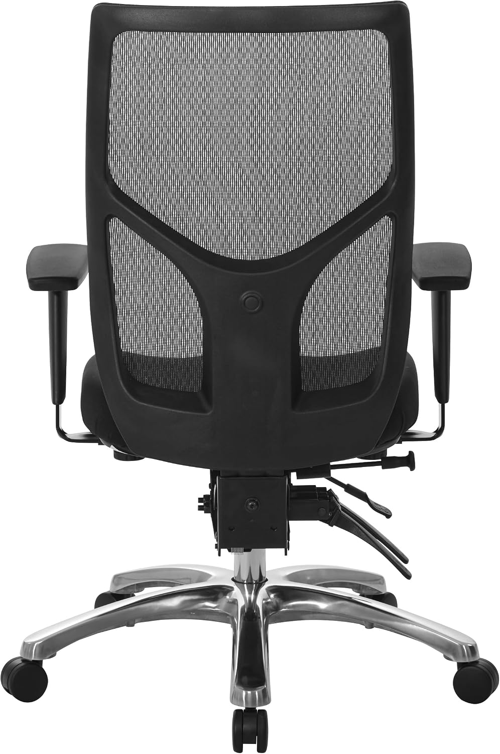 Office Star Products ProGrid High-Back Ergonomic Office Chair, Black Mesh back and Dillion Leather seat with 275 lb Weight Capacity