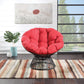Papasan Chair with 360-Degree Swivel, Grey Frame with Red Cushion