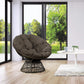 Wicker Papasan Chair with 360-Degree Swivel, Brown Frame with Brown Cushion