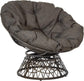 Wicker Papasan Chair with 360-Degree Swivel, Brown Frame with Brown Cushion