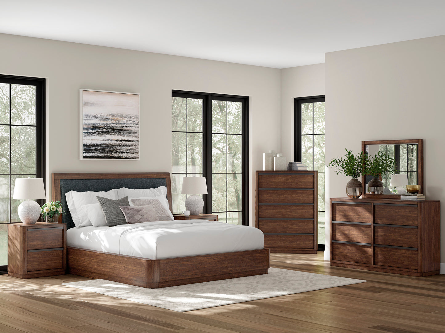 Kendamor King Upholstered Panel Bed