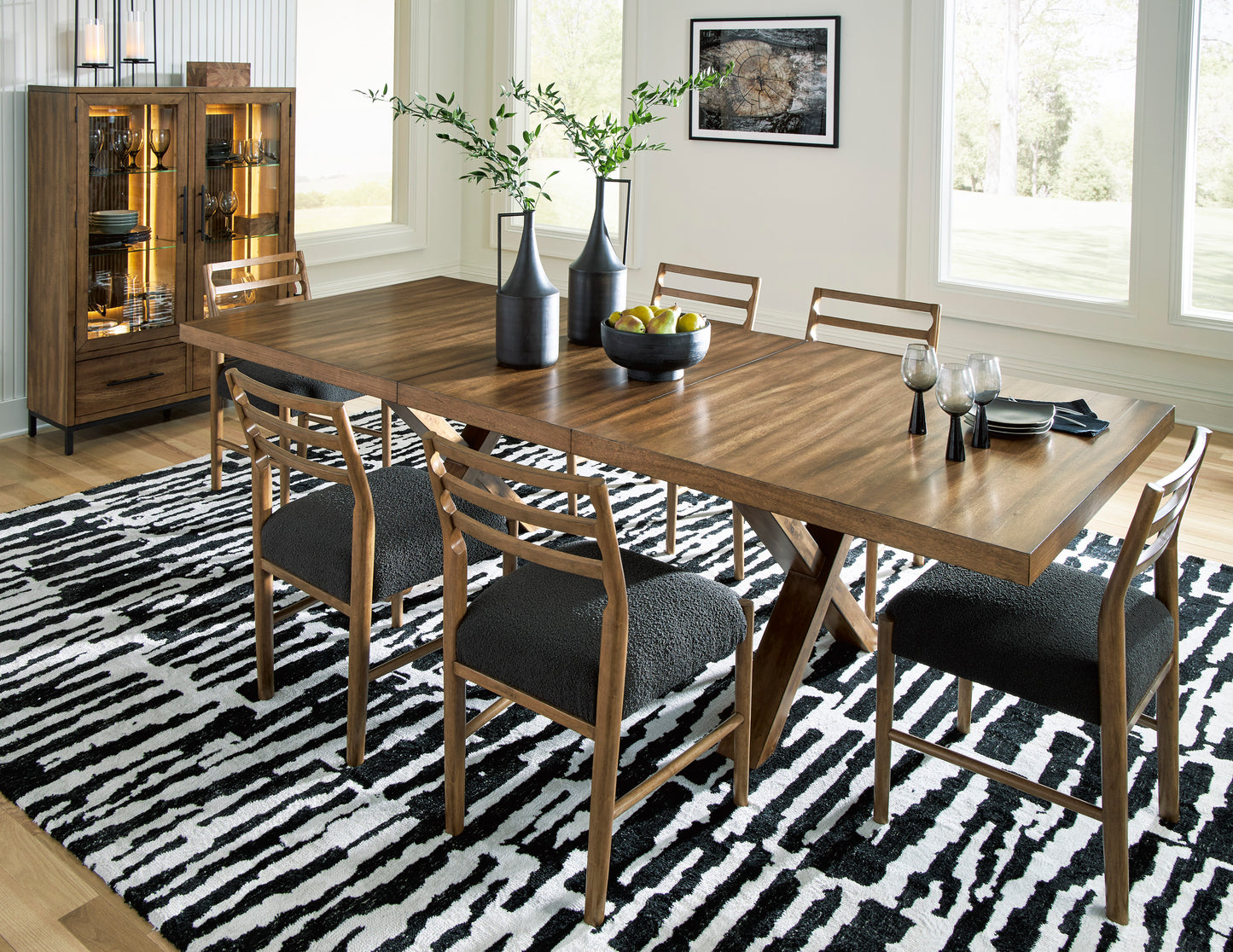 Steenlage Brown Dining Table and 6 Chairs