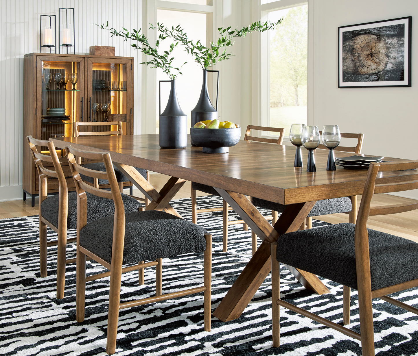 Steenlage Brown Dining Table and 6 Chairs