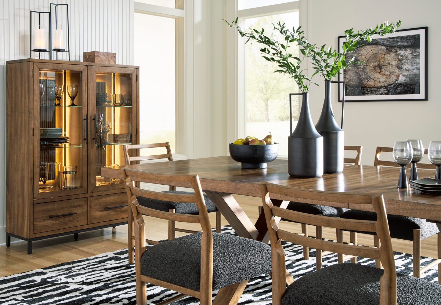 Steenlage Brown Dining Table and 6 Chairs