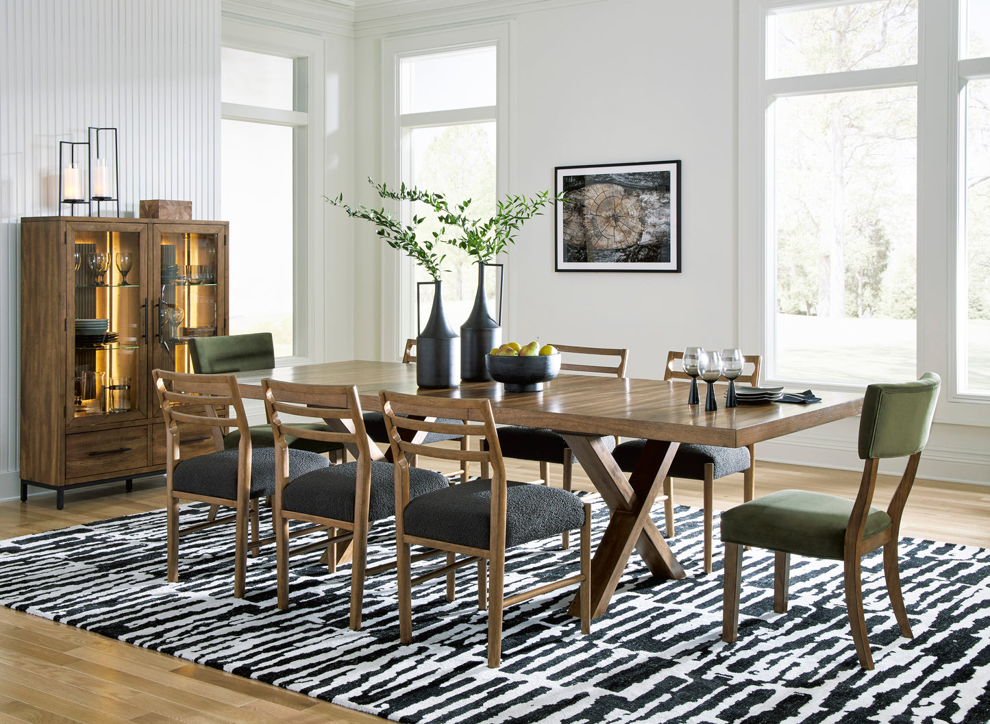 Steenlage Brown Dining Table and 8 Chairs