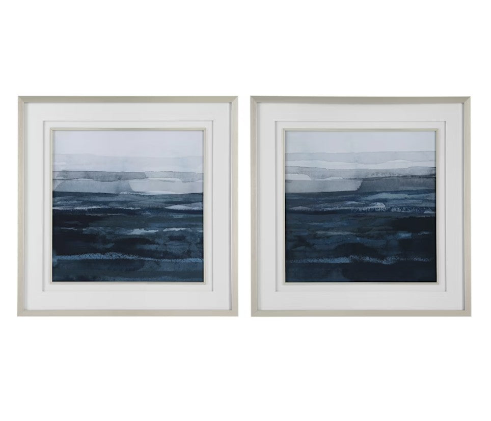 Rising Blue Abstract Framed Prints Set of 2