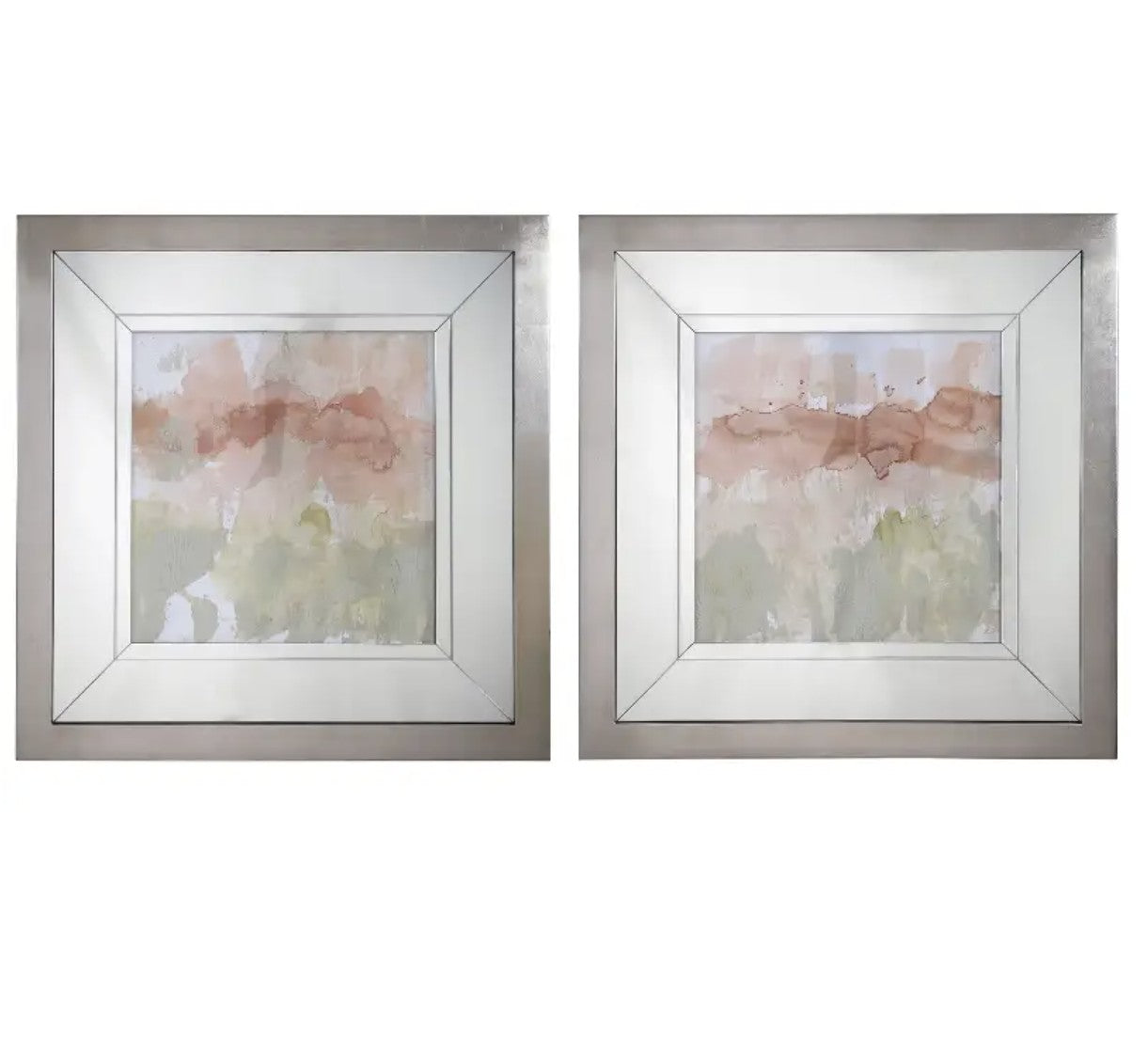 Dusty Blush & Olive Framed Prints, Set of 2