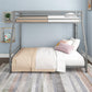 COEN KID'S BUNK BED WITH REVERSIBLE LADDER, TWIN OVER  FULL, GREY