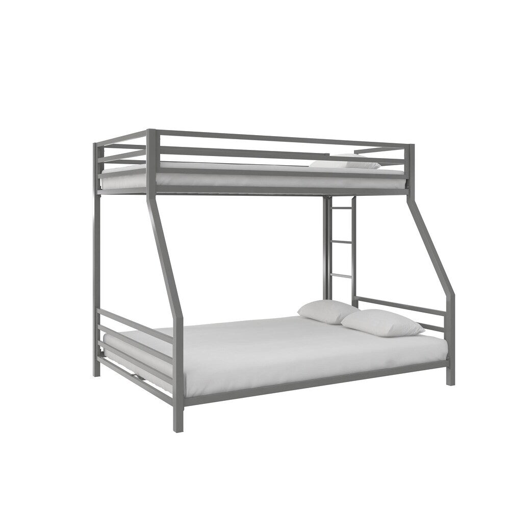 COEN KID'S BUNK BED WITH REVERSIBLE LADDER, TWIN OVER  FULL, GREY