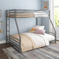 COEN KID'S BUNK BED WITH REVERSIBLE LADDER, TWIN OVER  FULL, GREY