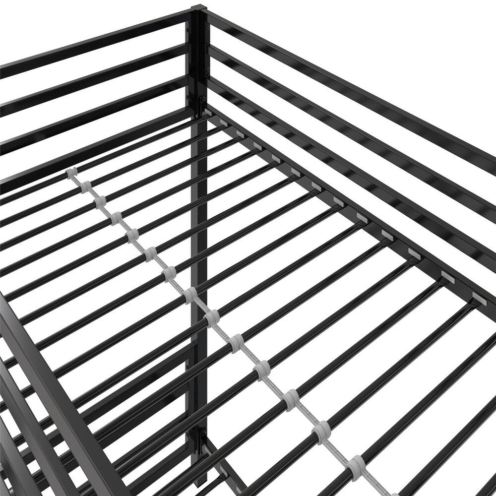 COEN KID'S BUNK BED WITH REVERSIBLE LADDER, TWIN OVER  FULL, GREY