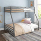 COEN KID'S BUNK BED WITH REVERSIBLE LADDER, TWIN OVER  FULL, GREY