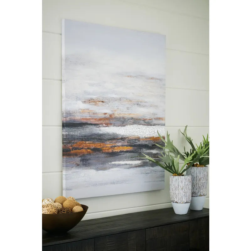 Lemsen Gray/White/Orange Wall Art