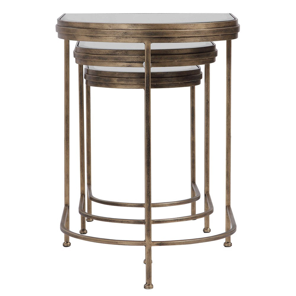 INDIA NESTING TABLES, GOLD, S/3
