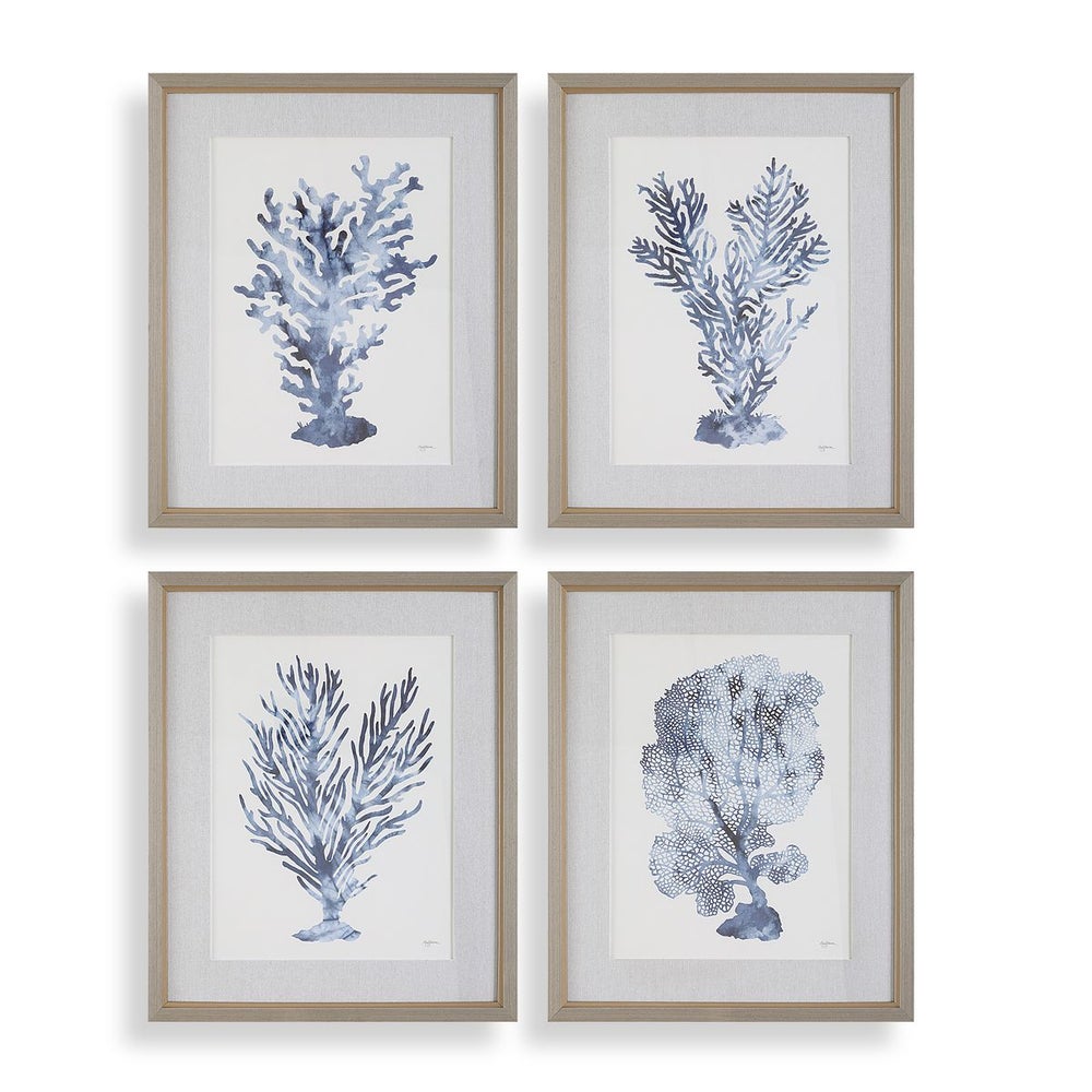 Shibori Coral Framed Prints, S/4