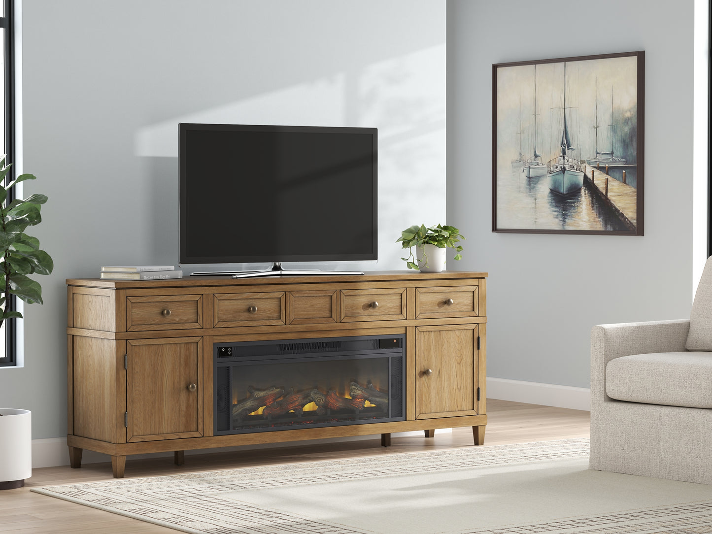 Sharlance 81" TV Stand with Electric Fireplace