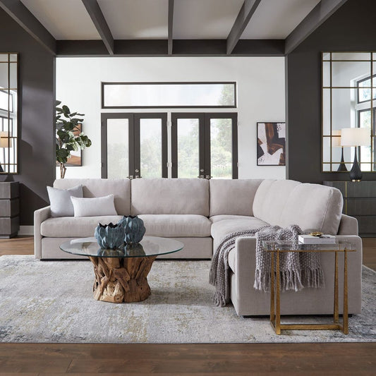 Refuge Sofa - Sectional with Ottoman - Sand Recycled Polyester
