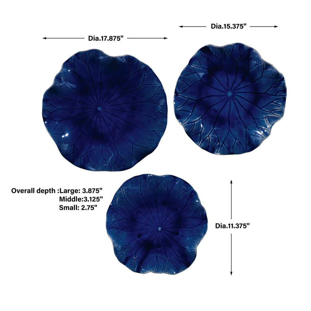 Abella Ceramic Wall Decor, Cobalt, S/3