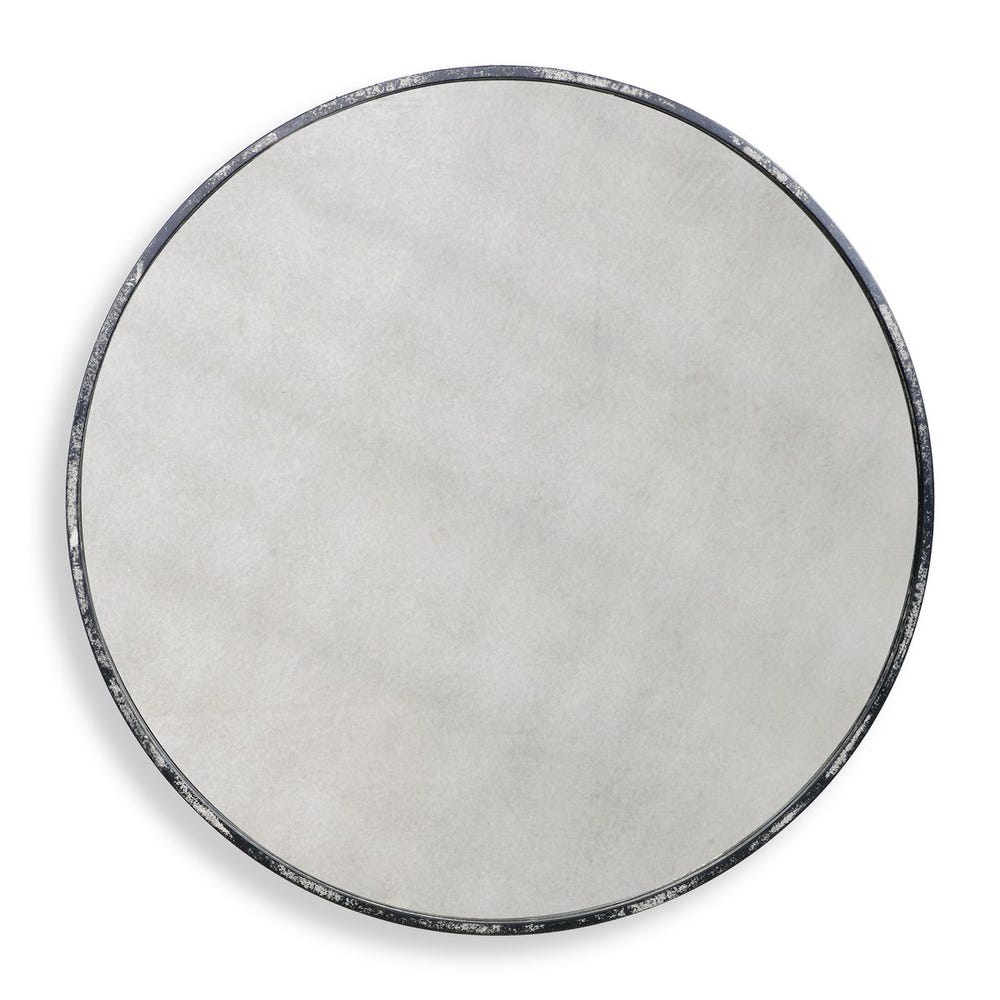 Junius Round Mirror, Antique White