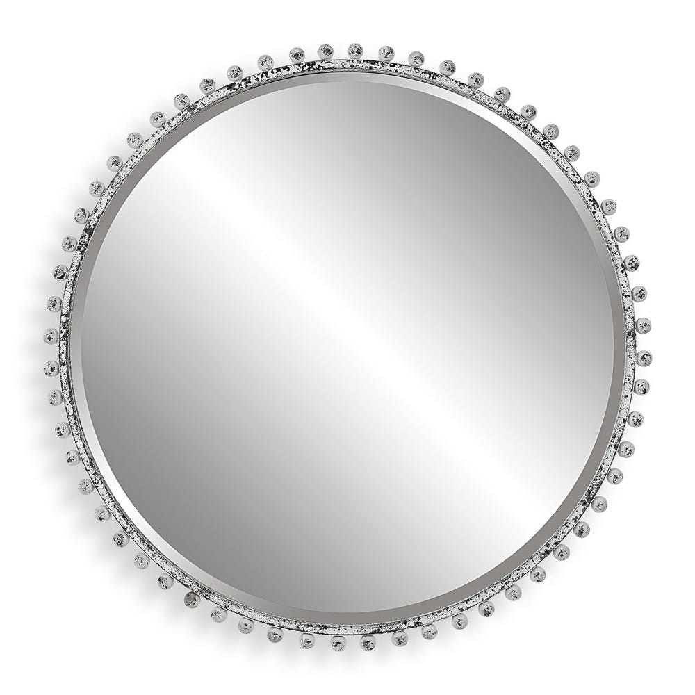 Taza Round Mirror, Antique White