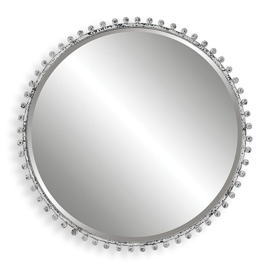 Taza Round Mirror, Antique White