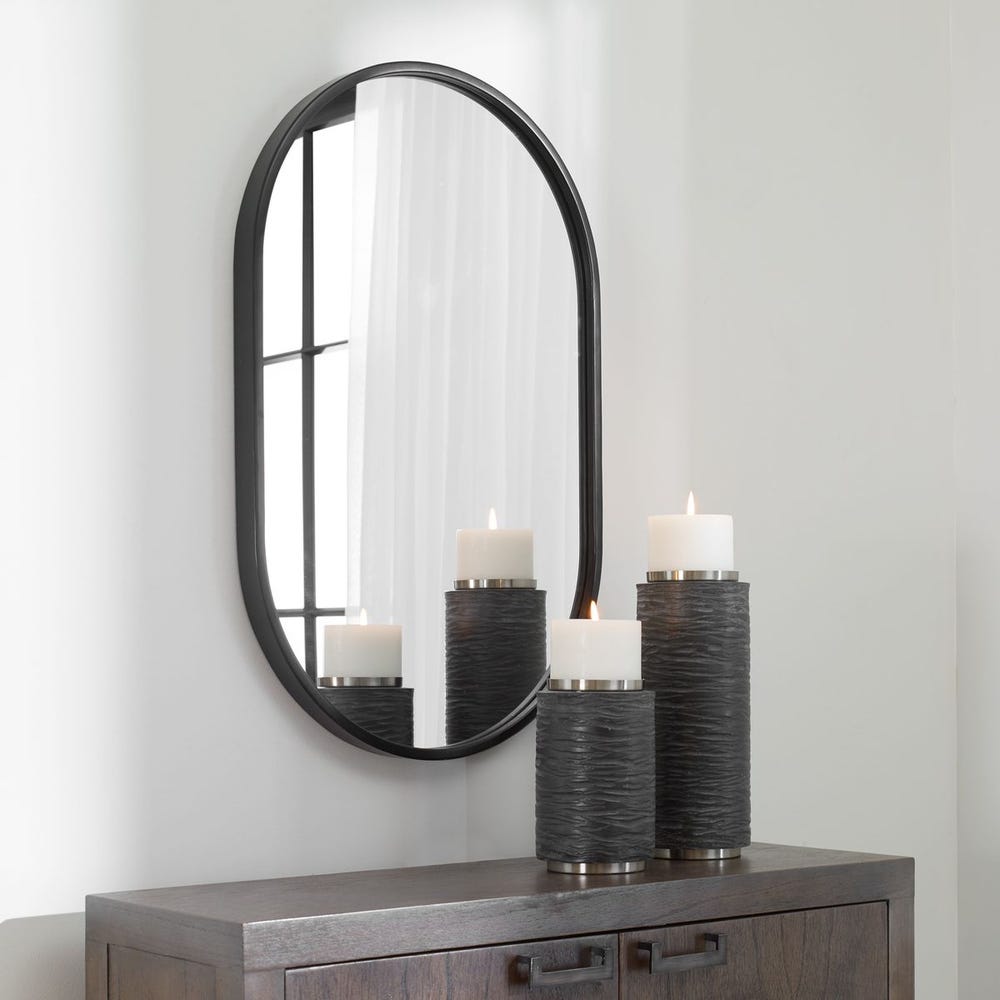 Varina Oval Mirror, Black