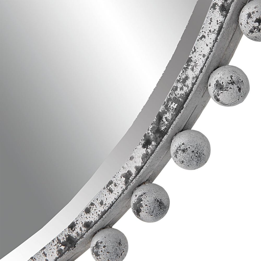 Taza Round Mirror, Antique White