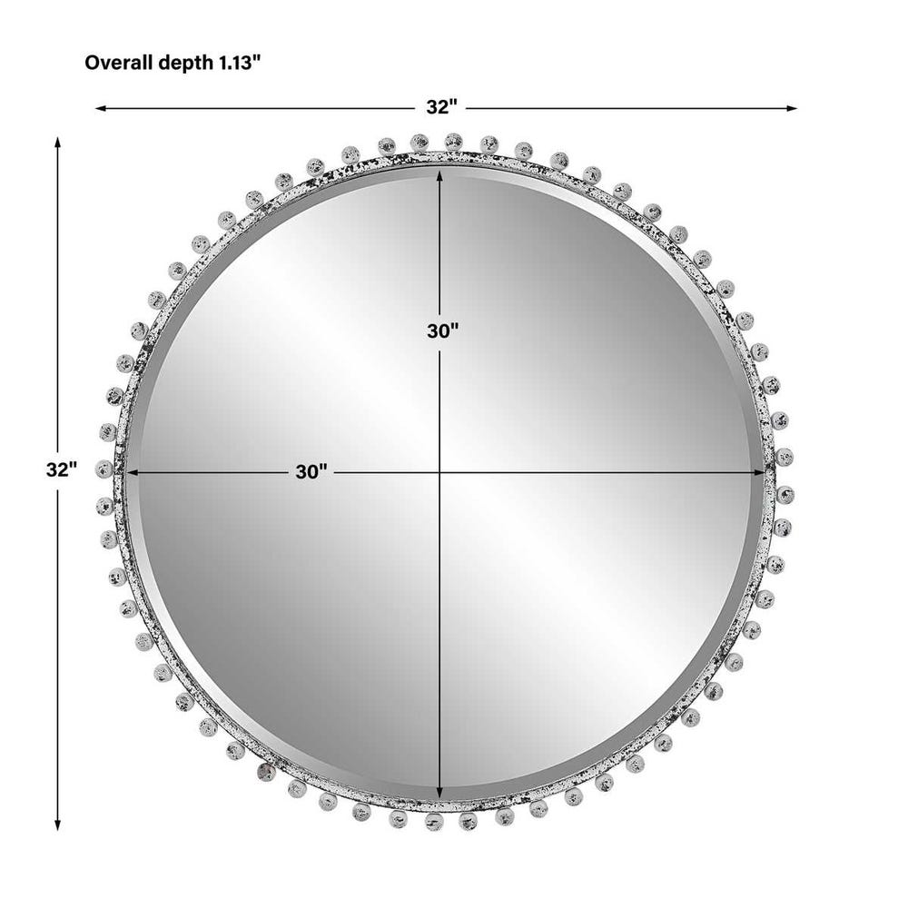 Taza Round Mirror, Antique White