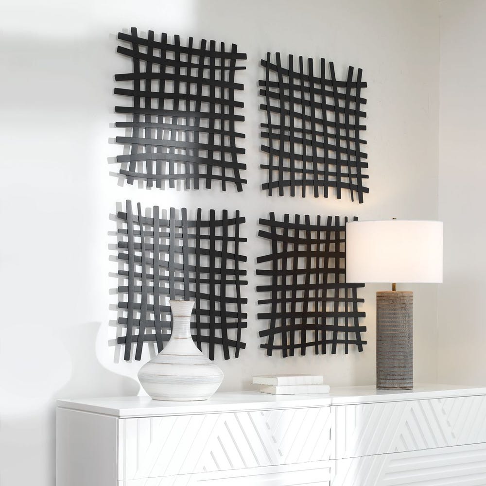 Gridlines Metal Wall Decor, Black