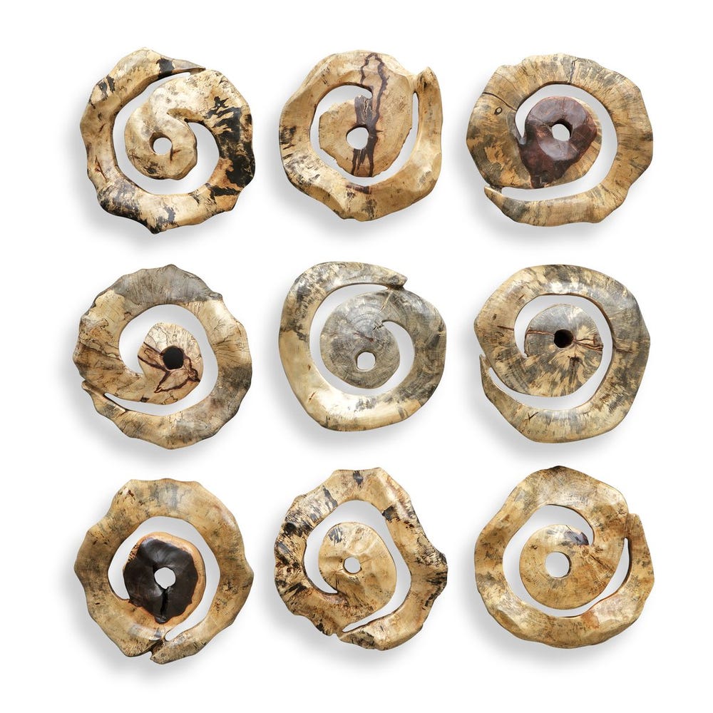 Corkscrew Wood Wall Decor, S/9