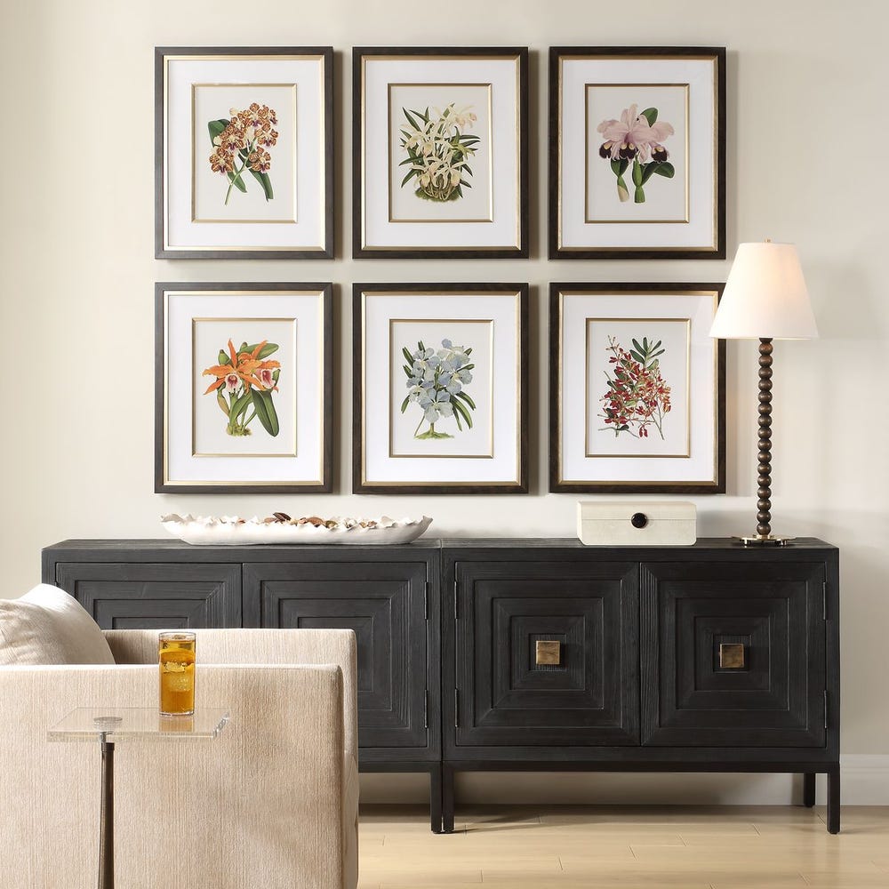 Orchid Botanical Framed Prints, S/6