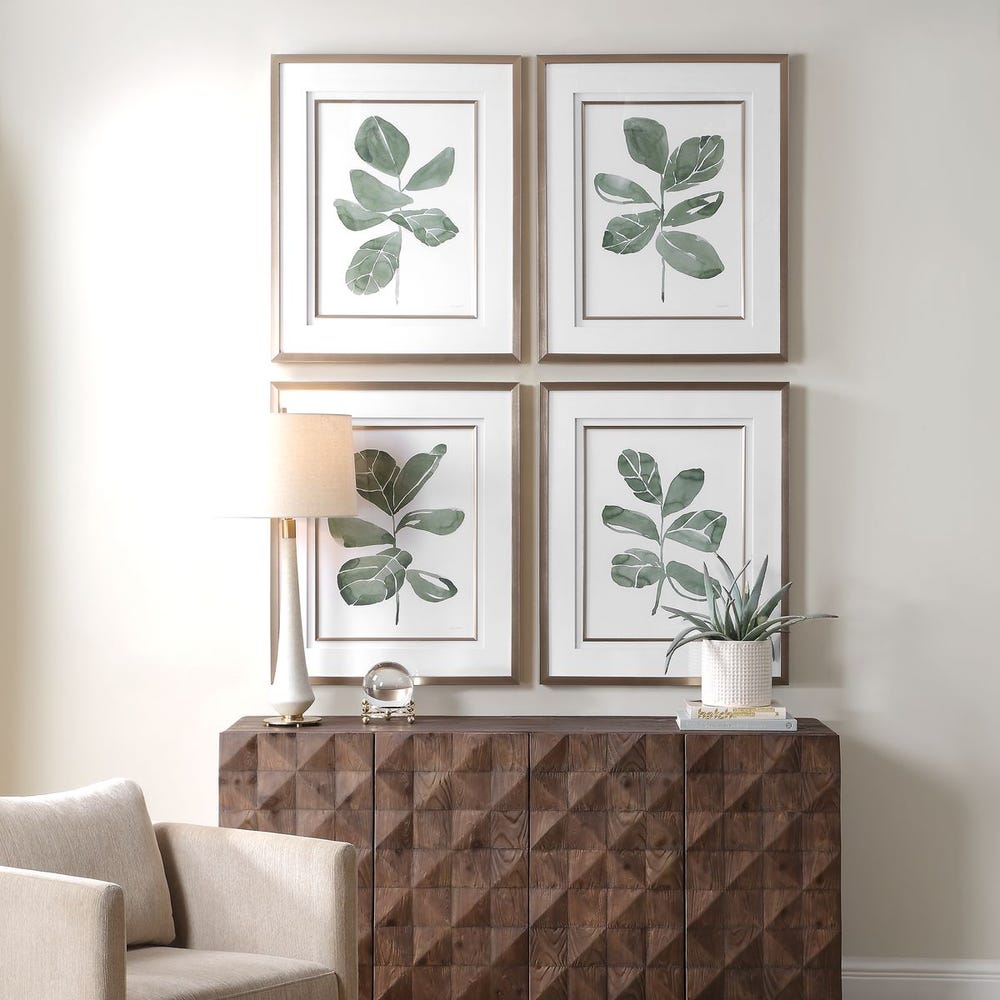 Fiddle Head Leaf Framed Prints, S/4
