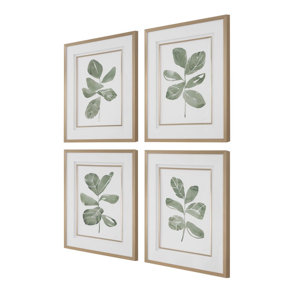 Fiddle Head Leaf Framed Prints, S/4