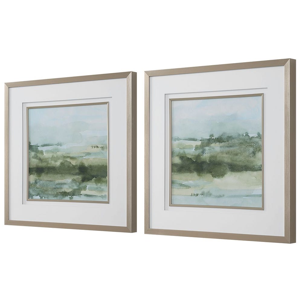 Soft Sage Framed Prints, S/2