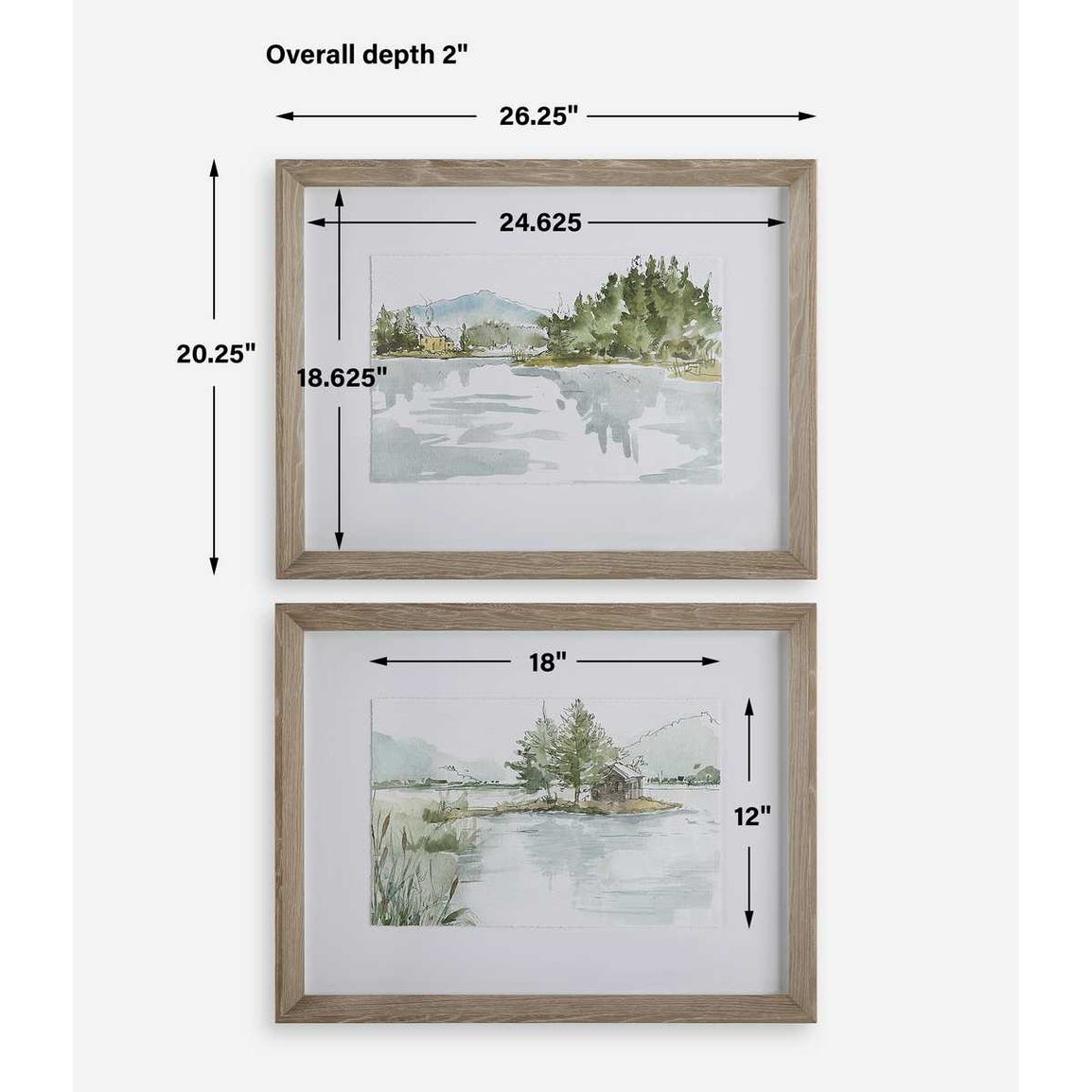 Serene Lake Framed Prints, S/2