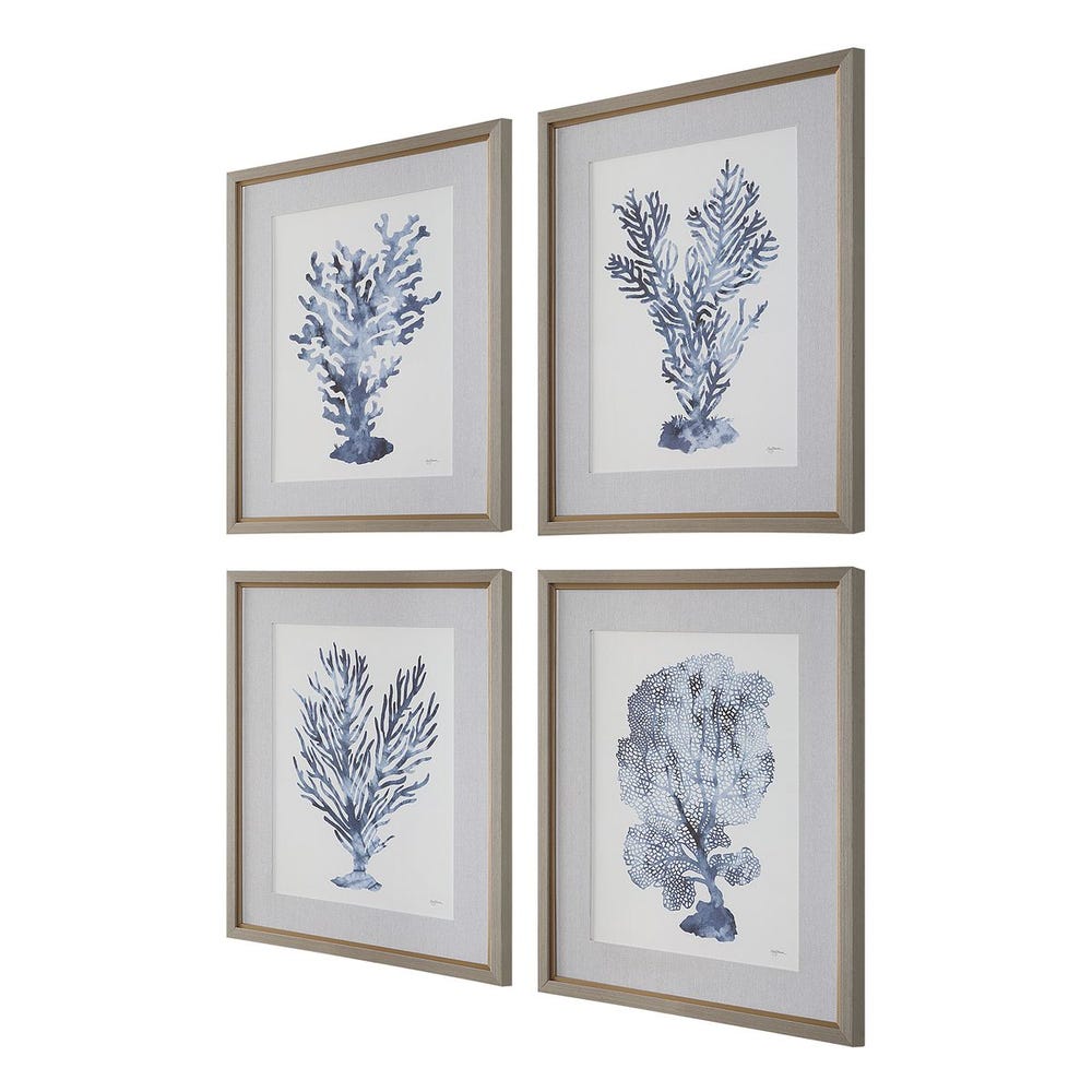Shibori Coral Framed Prints, S/4