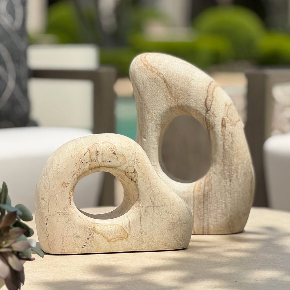Stone Flow Outdoor Sculptures, S/2