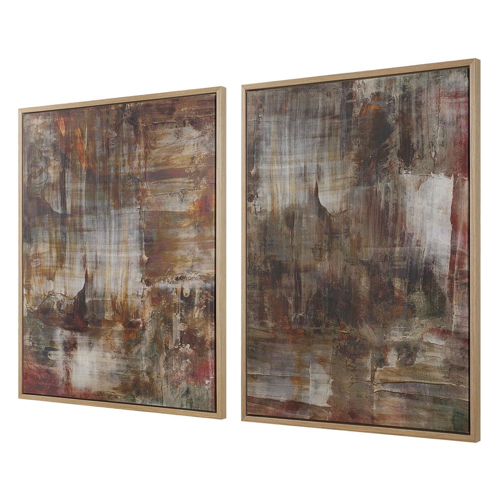 Molten Patina Framed Canvases, S/2