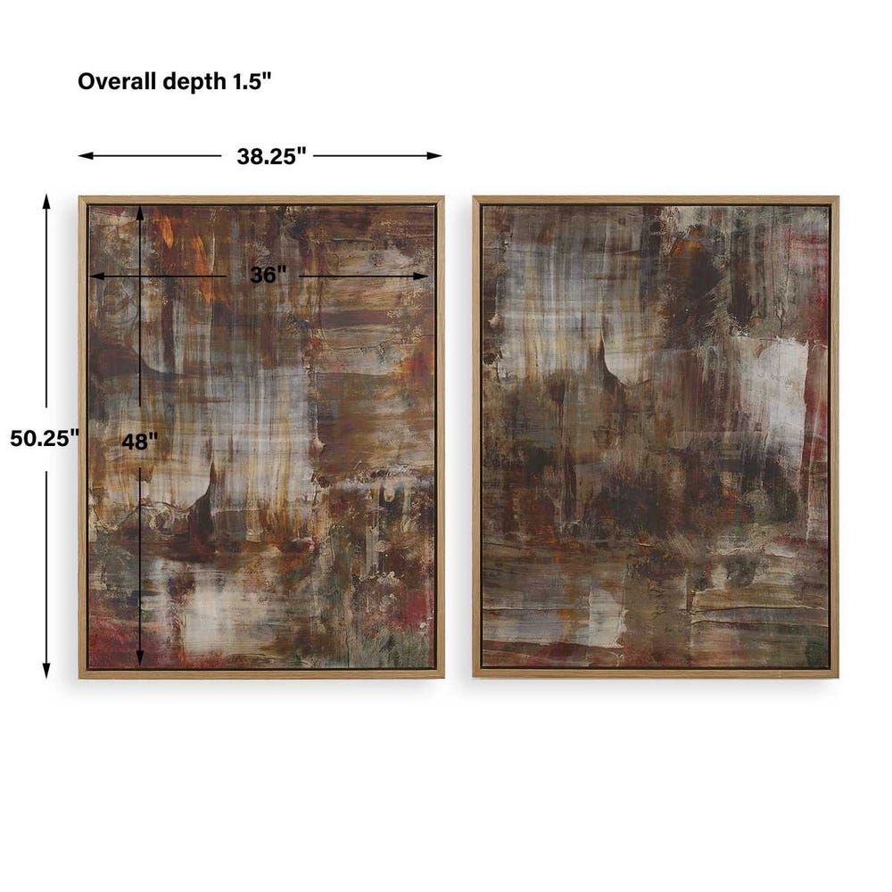 Molten Patina Framed Canvases, S/2