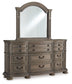 Ardenfield Queen Upholstered Sleigh Bed with Mirrored Dresser, Chest and Nightstand