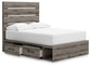 Graystorm Full Panel Bed with Storage with Mirrored Dresser, Chest and Nightstand