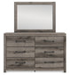 Graystorm Twin Panel Bed with Storage with Mirrored Dresser and Nightstand