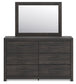 Hollivern Twin Panel Storage Bed with Mirrored Dresser