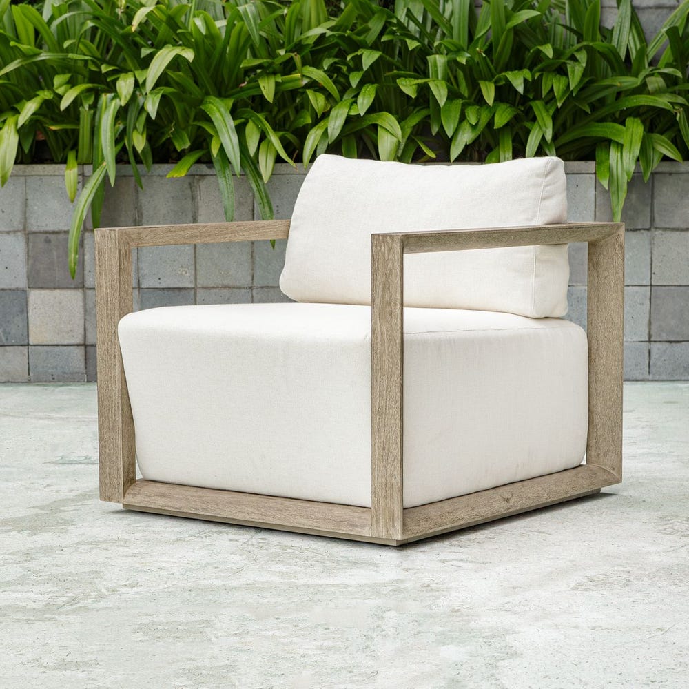 Remsen Outdoor Lounge Chair, Weathered Gray/Oyster